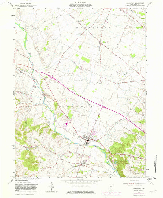 Classic USGS Frankfort Ohio 7.5'x7.5' Topo Map Image