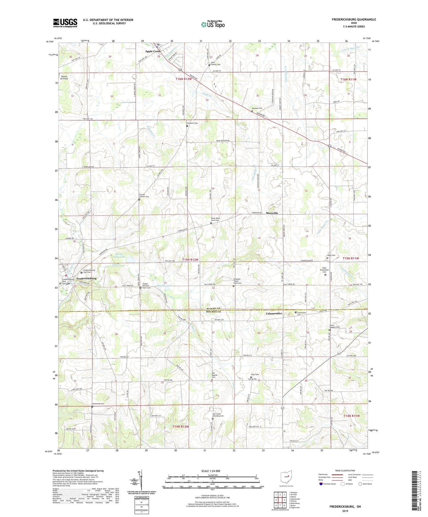 Fredericksburg Ohio US Topo Map Image