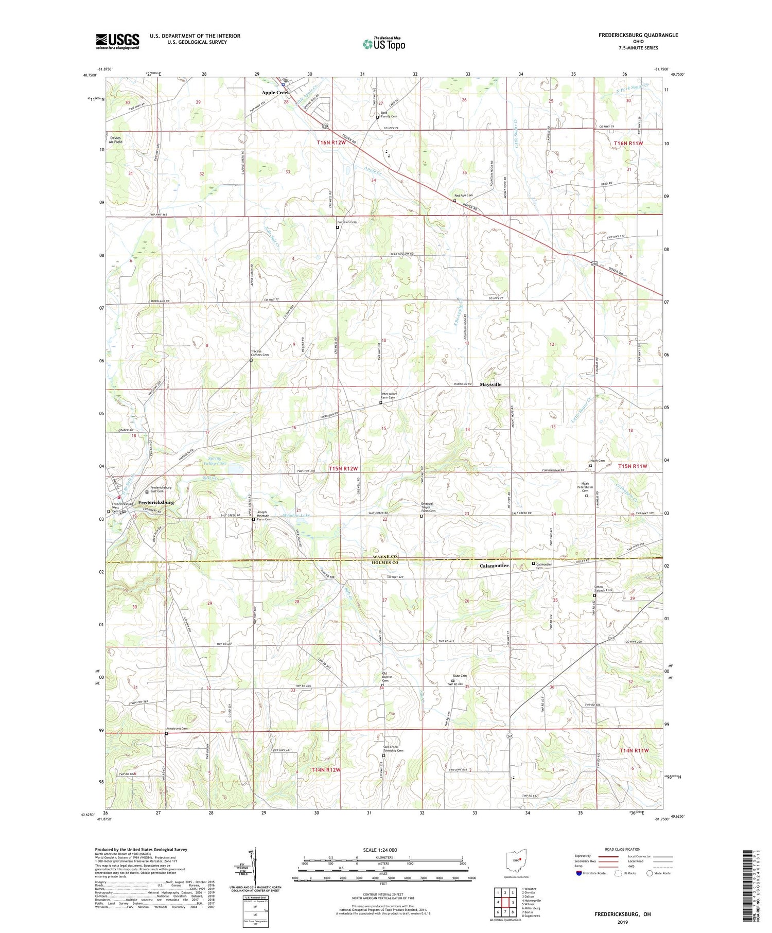 Fredericksburg Ohio US Topo Map Image