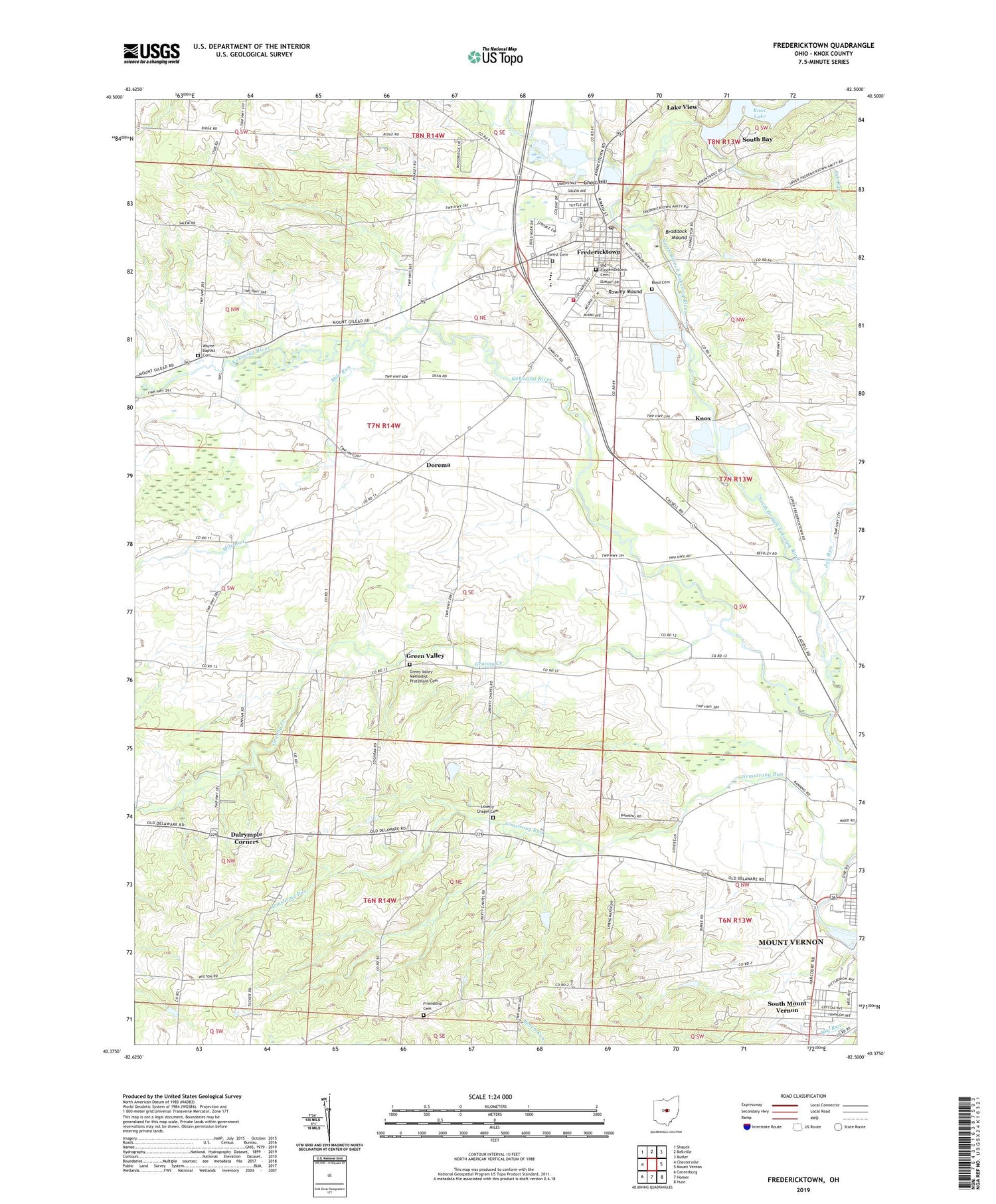 Fredericktown Ohio US Topo Map Image