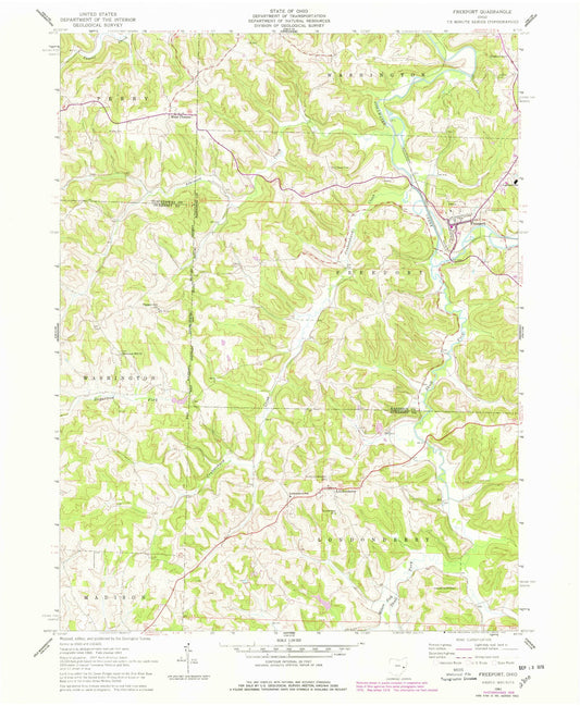Classic USGS Freeport Ohio 7.5'x7.5' Topo Map Image