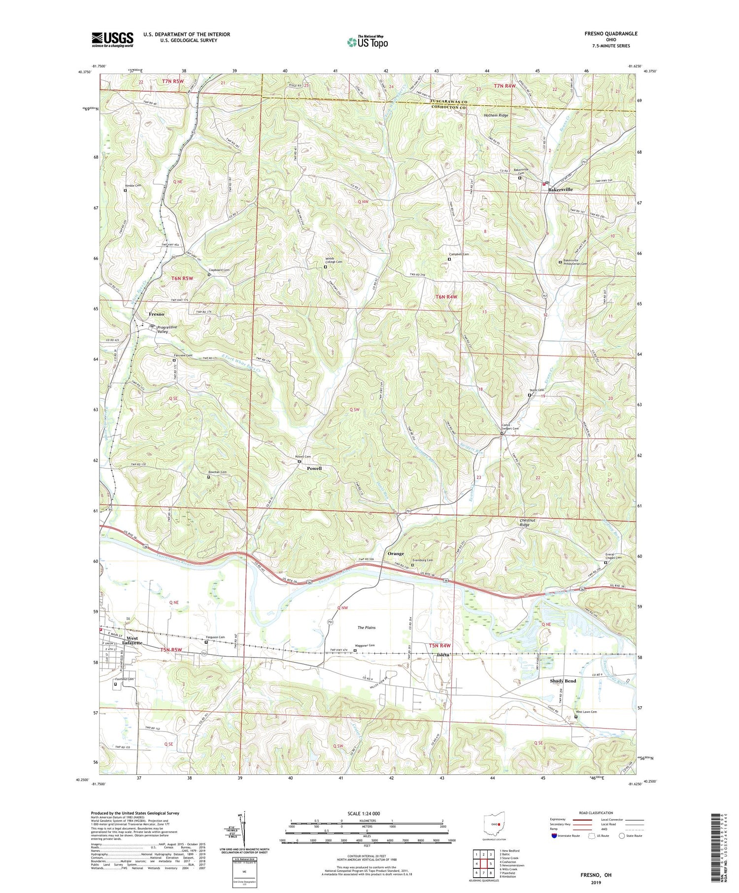 Fresno Ohio US Topo Map Image