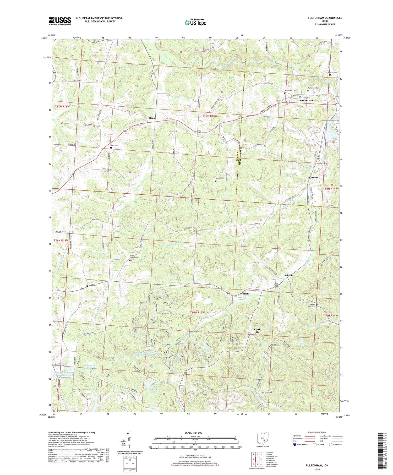 Fultonham Ohio US Topo Map Image