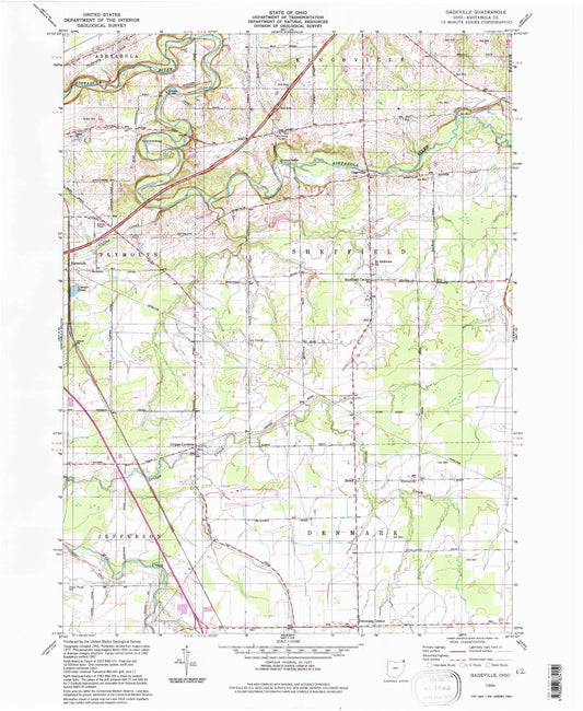 Classic USGS Gageville Ohio 7.5'x7.5' Topo Map Image