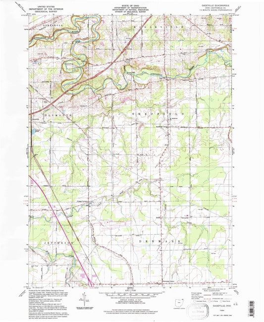 Classic USGS Gageville Ohio 7.5'x7.5' Topo Map Image