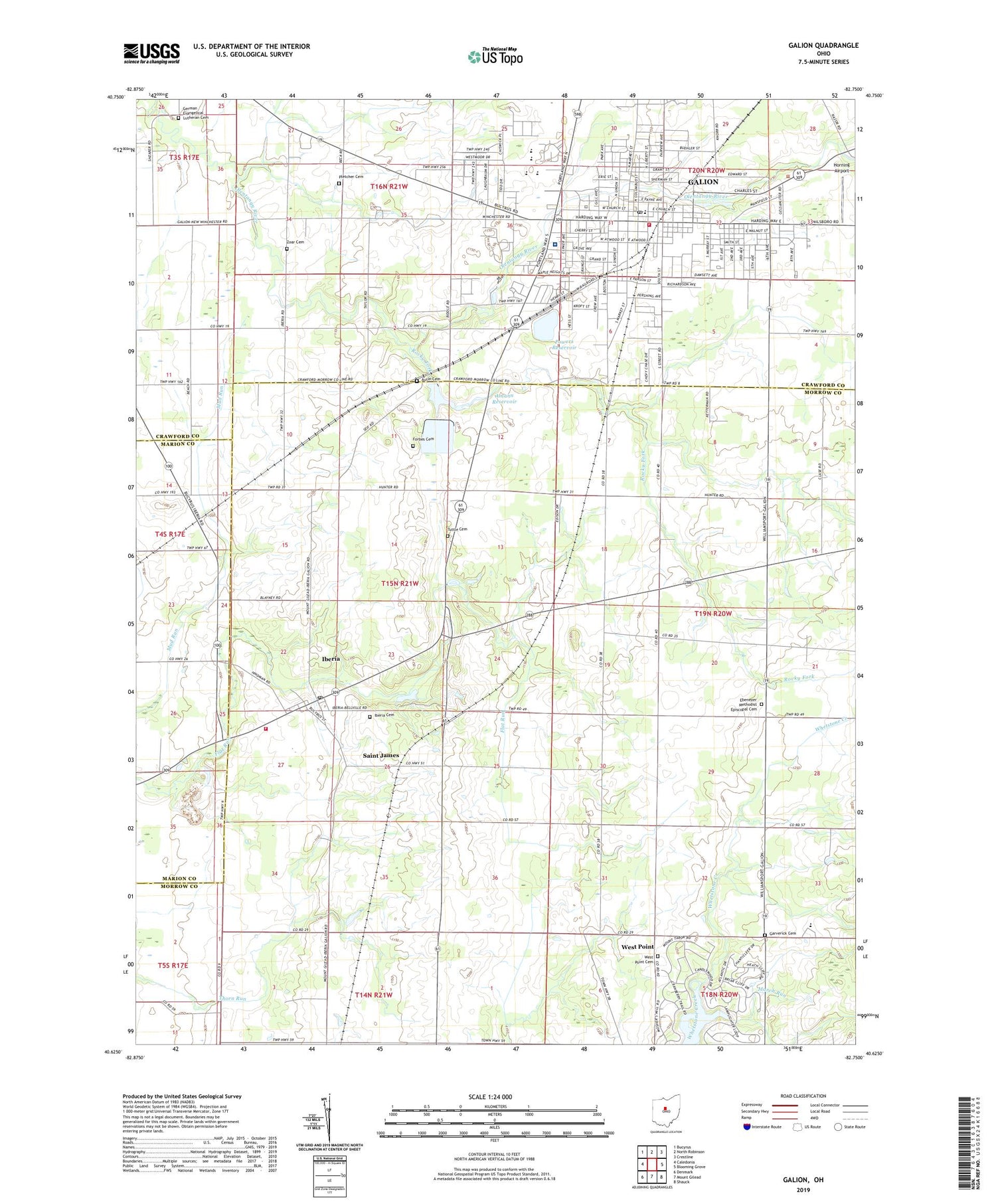 Galion Ohio US Topo Map Image