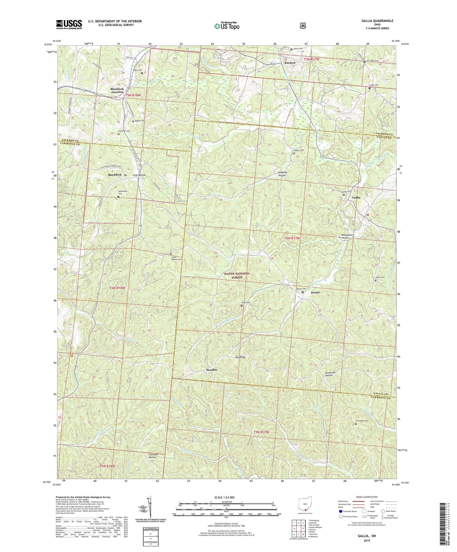 Gallia Ohio US Topo Map Image