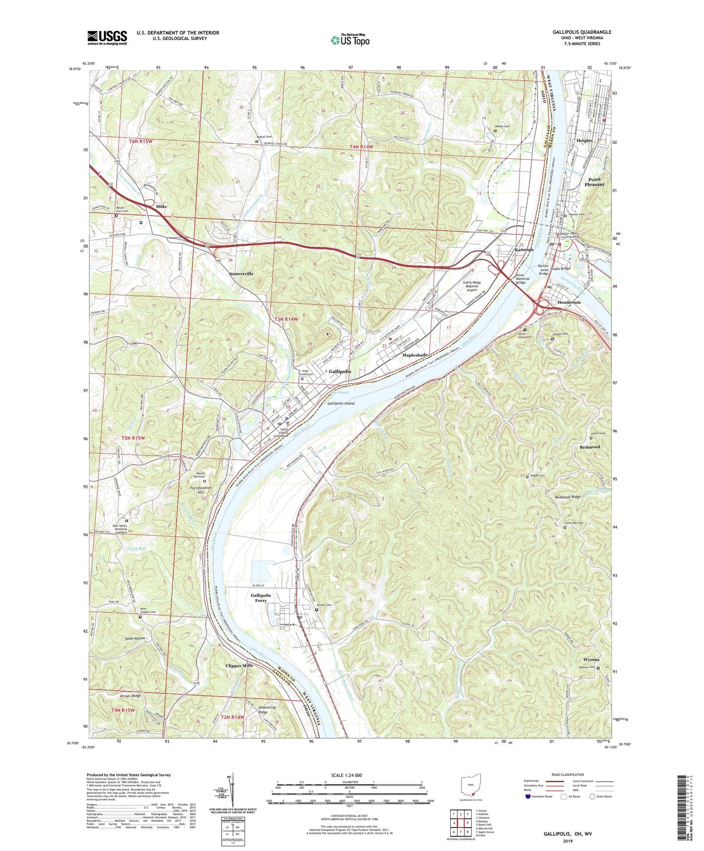 Gallipolis Ohio US Topo Map Image
