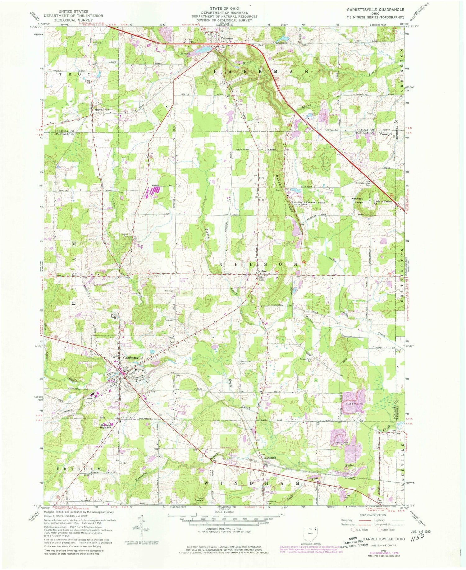 Classic USGS Garrettsville Ohio 7.5'x7.5' Topo Map Image