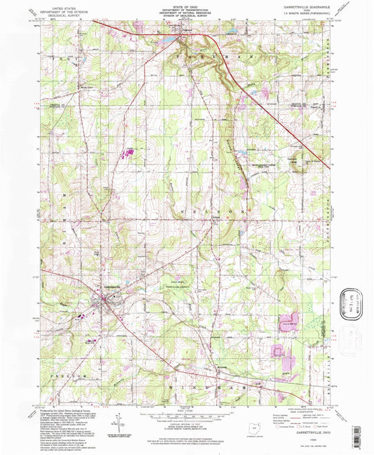 Classic USGS Garrettsville Ohio 7.5'x7.5' Topo Map Image