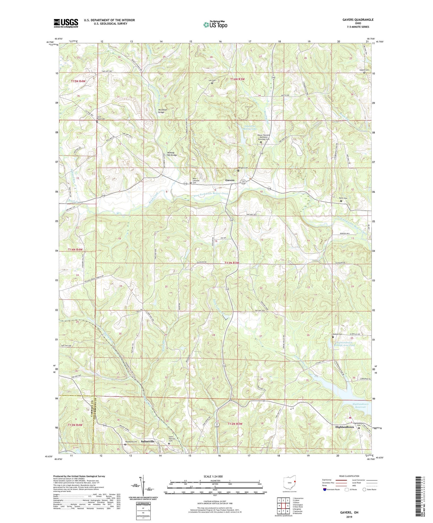 Gavers Ohio US Topo Map Image