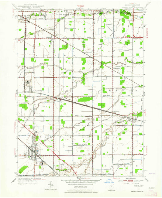 Classic USGS Genoa Ohio 7.5'x7.5' Topo Map Image