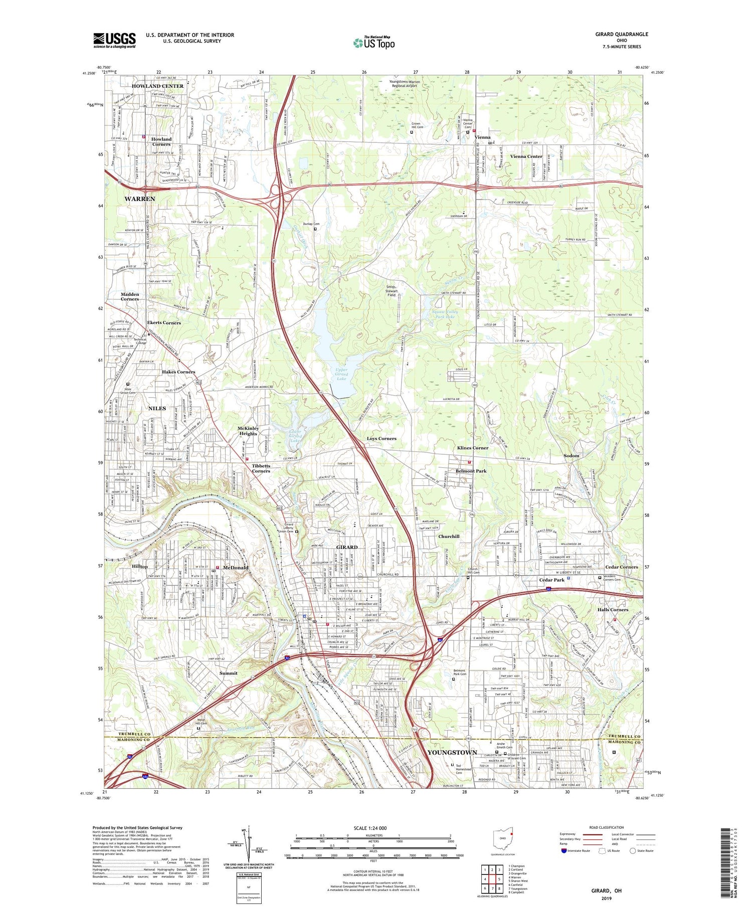 Girard Ohio US Topo Map Image