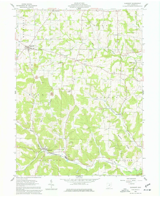 Classic USGS Glenmont Ohio 7.5'x7.5' Topo Map Image