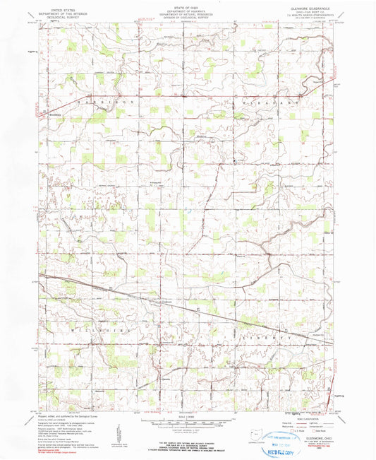 Classic USGS Glenmore Ohio 7.5'x7.5' Topo Map Image