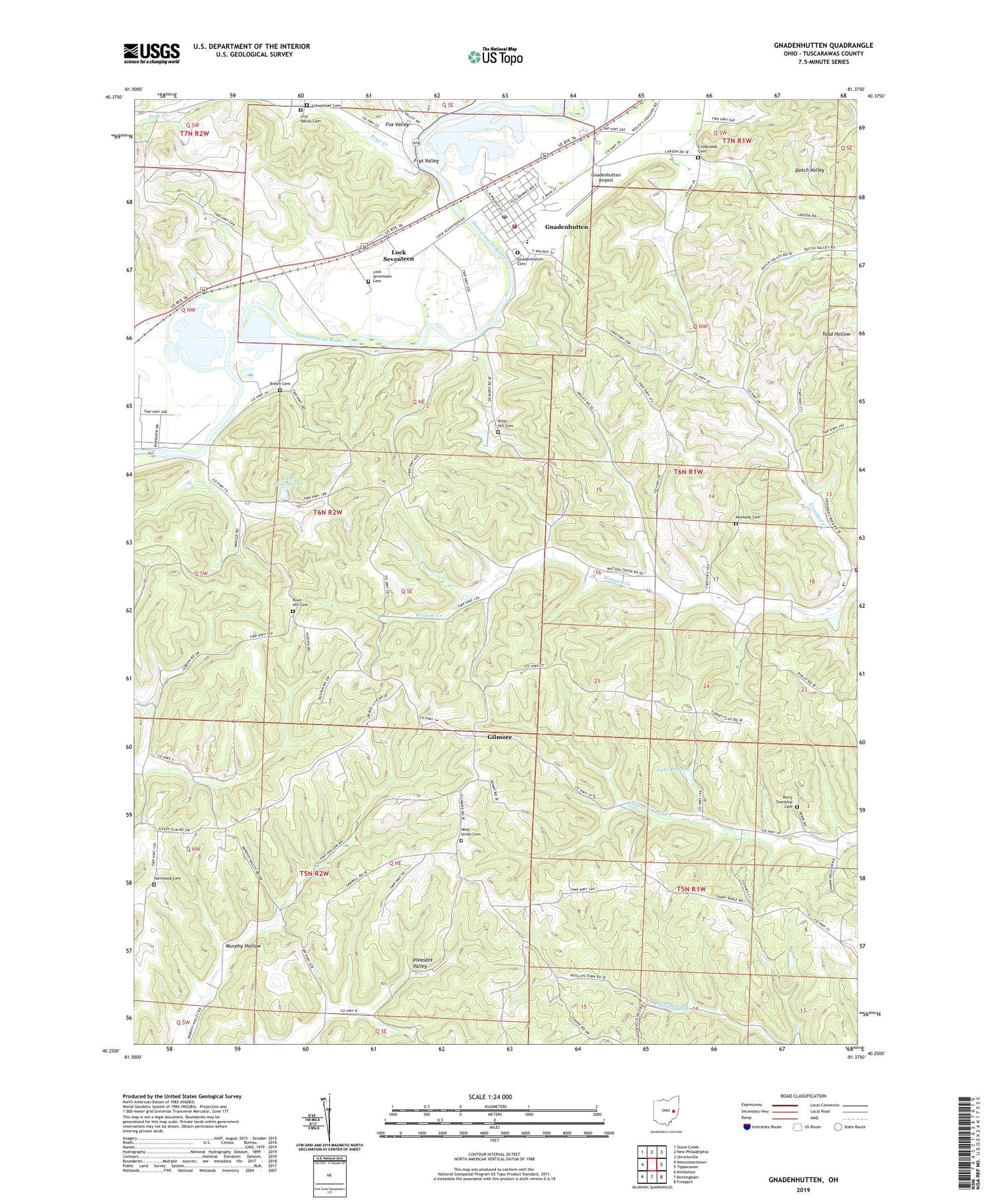 Gnadenhutten Ohio US Topo Map Image