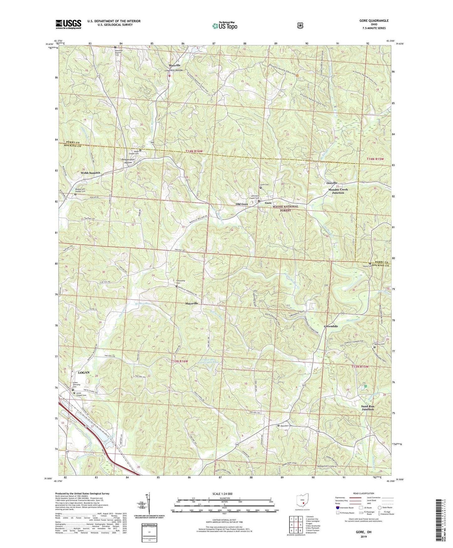 Gore Ohio US Topo Map Image