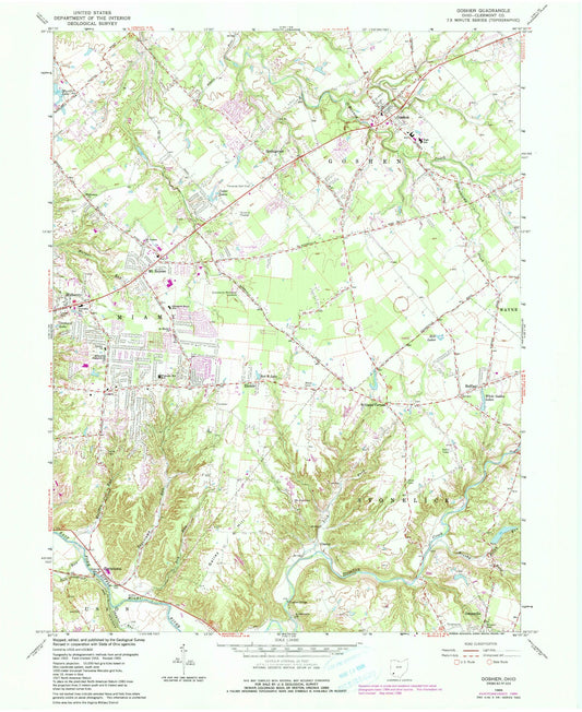 Classic USGS Goshen Ohio 7.5'x7.5' Topo Map Image