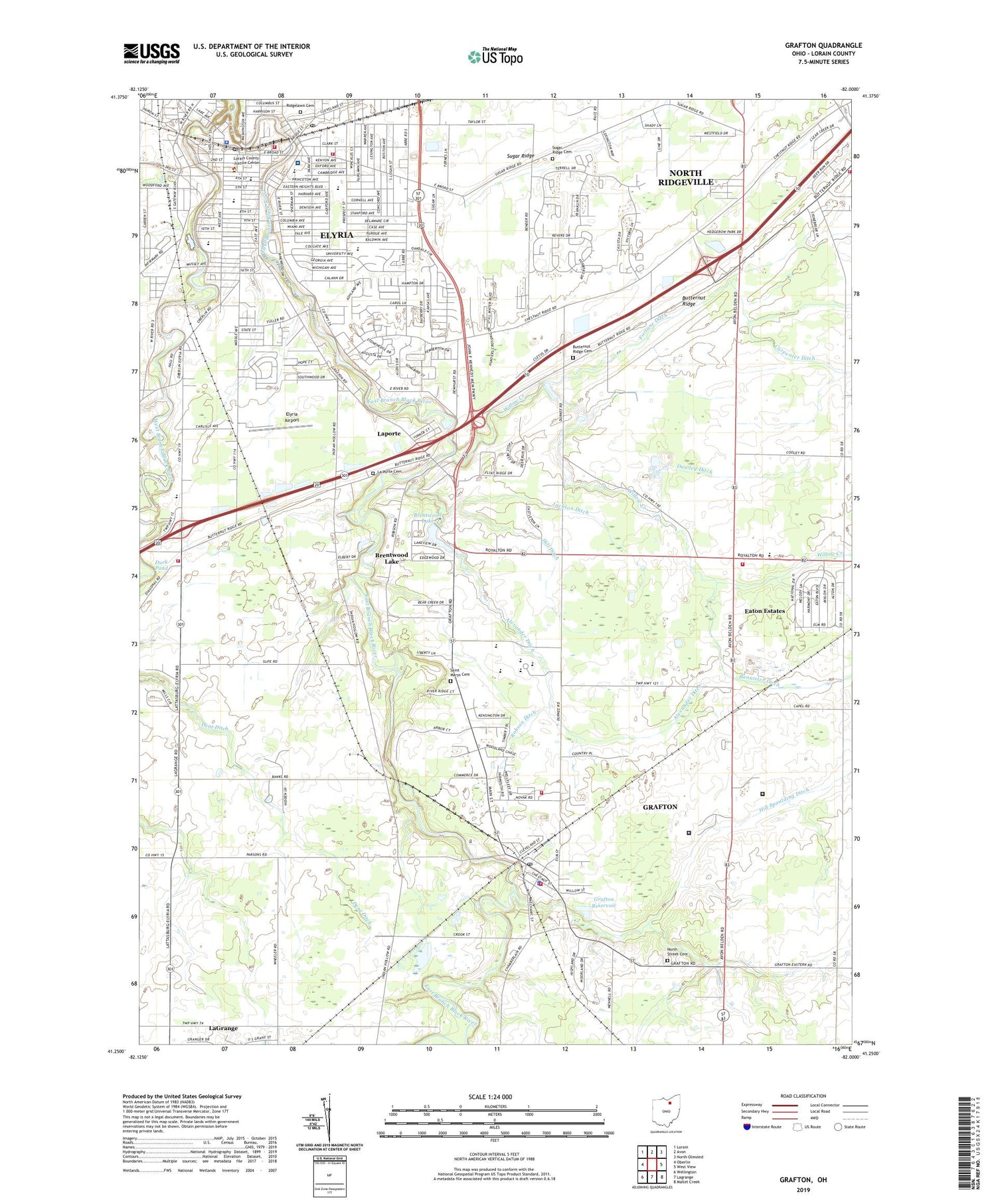 Grafton Ohio US Topo Map Image
