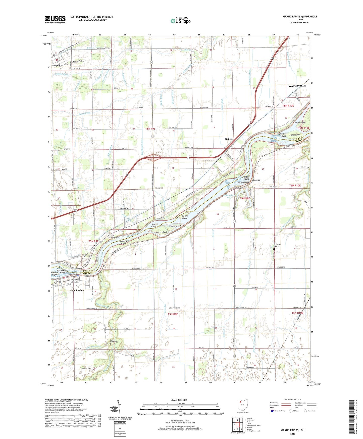 Grand Rapids Ohio US Topo Map Image