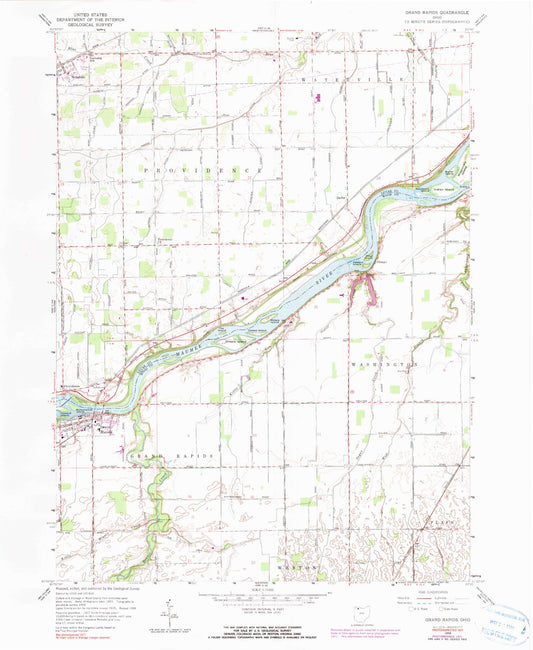 Classic USGS Grand Rapids Ohio 7.5'x7.5' Topo Map Image