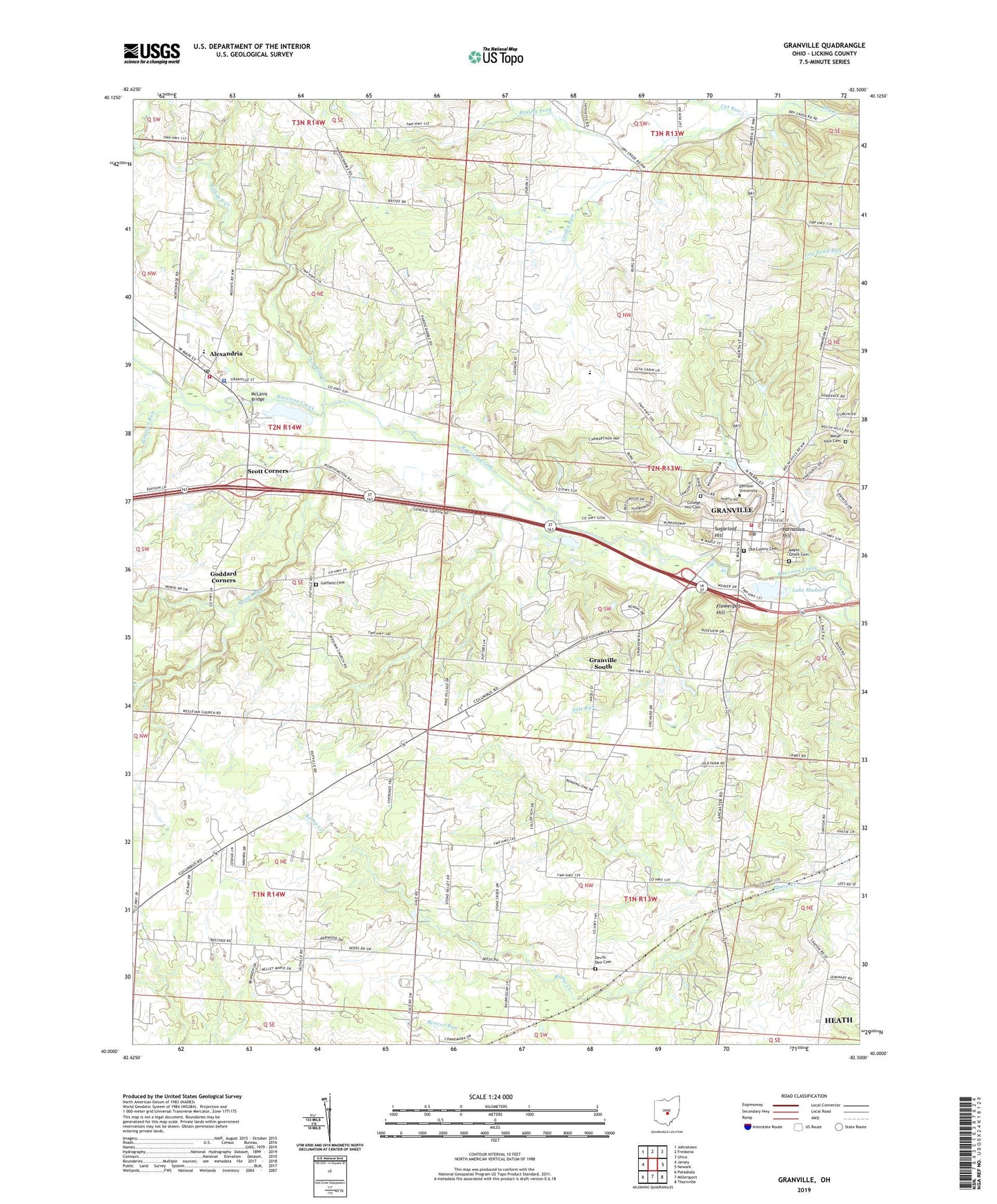Granville Ohio US Topo Map Image
