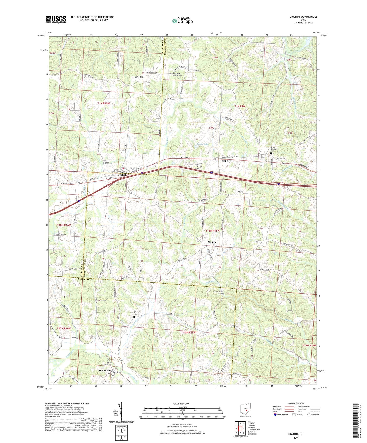 Gratiot Ohio US Topo Map Image