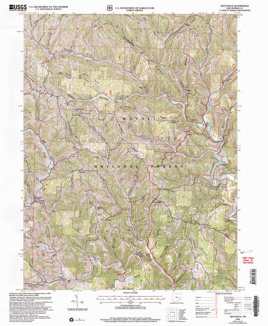 Classic USGS Graysville Ohio 7.5'x7.5' Topo Map Image
