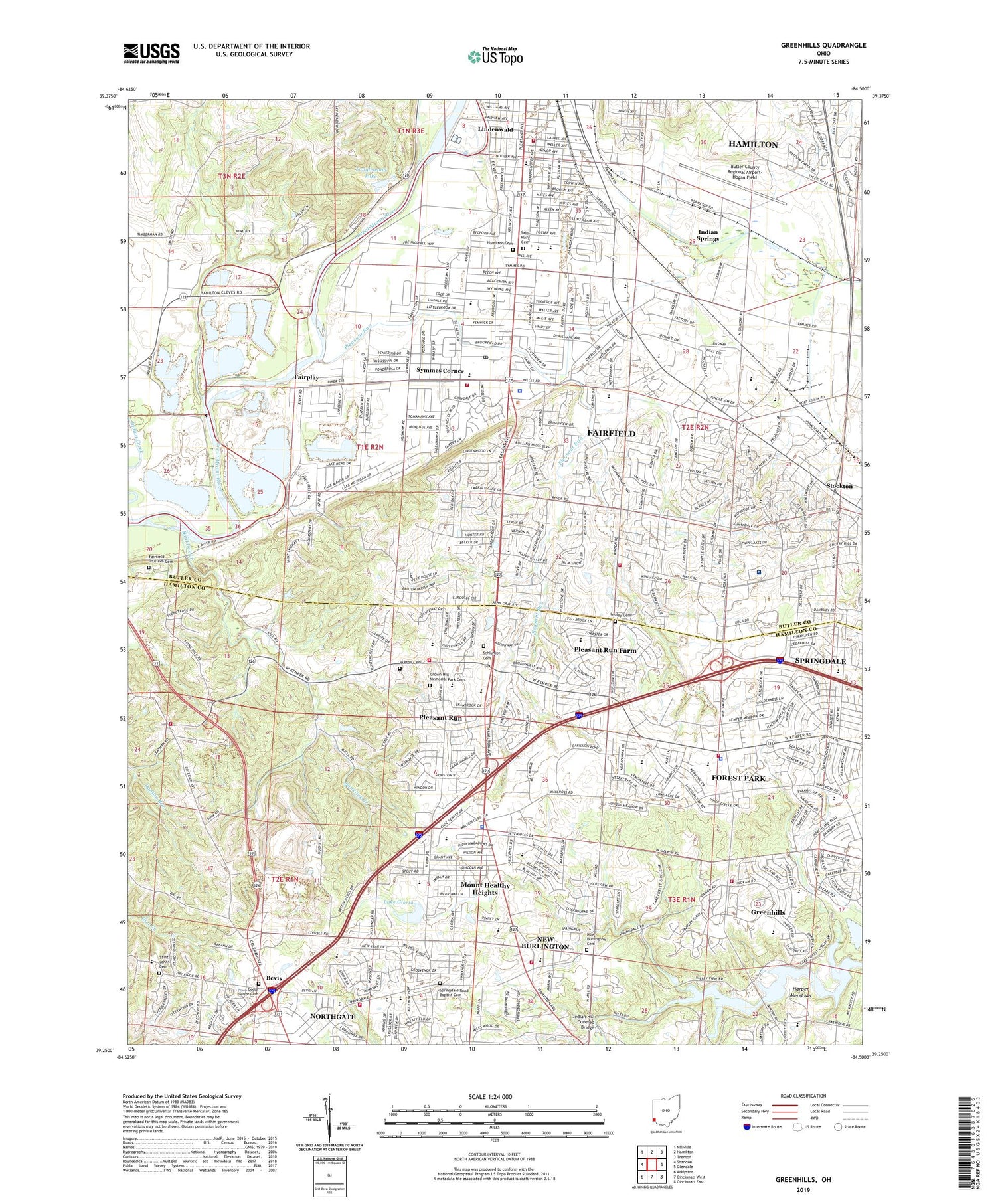 Greenhills Ohio US Topo Map Image