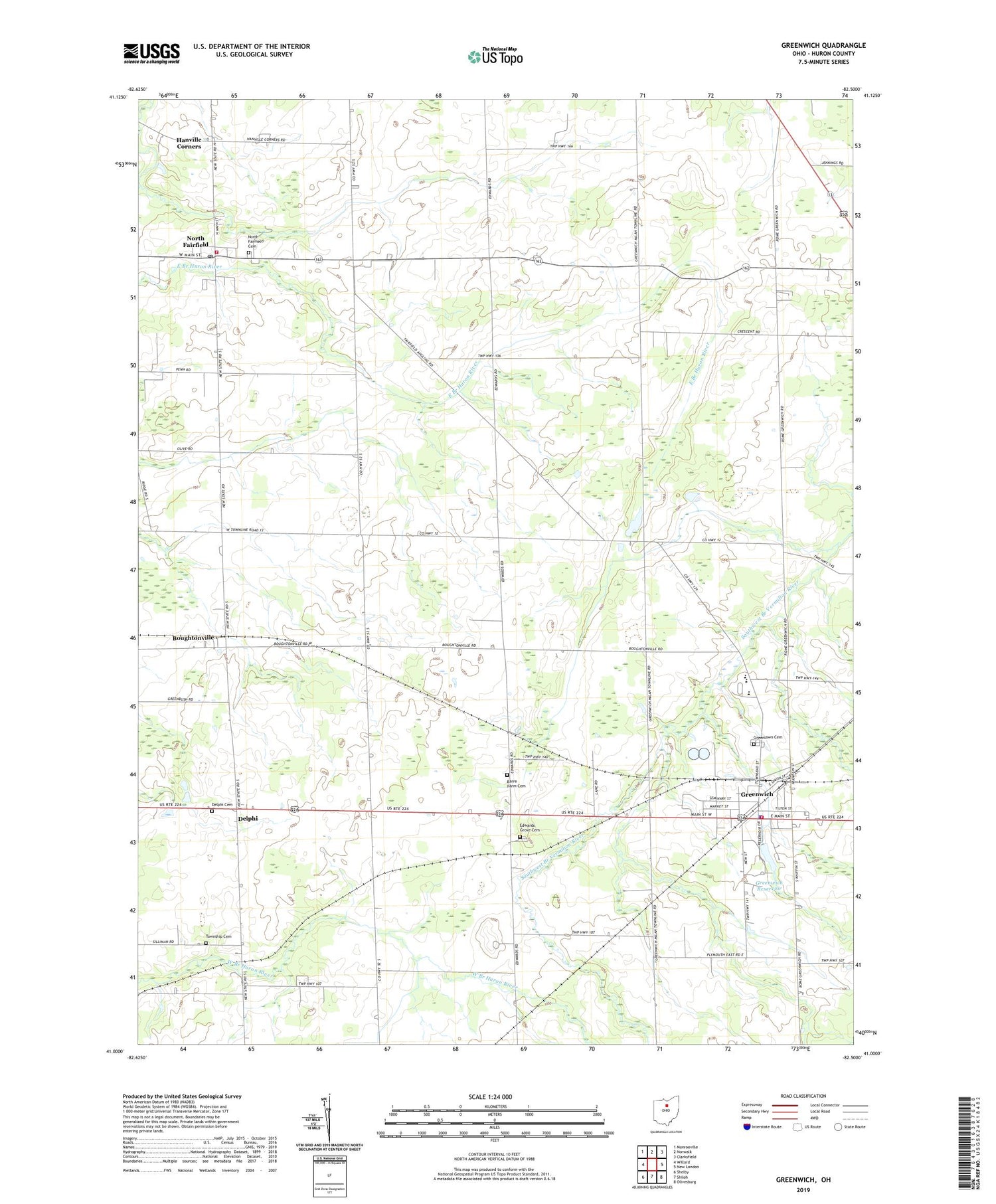 Greenwich Ohio US Topo Map Image