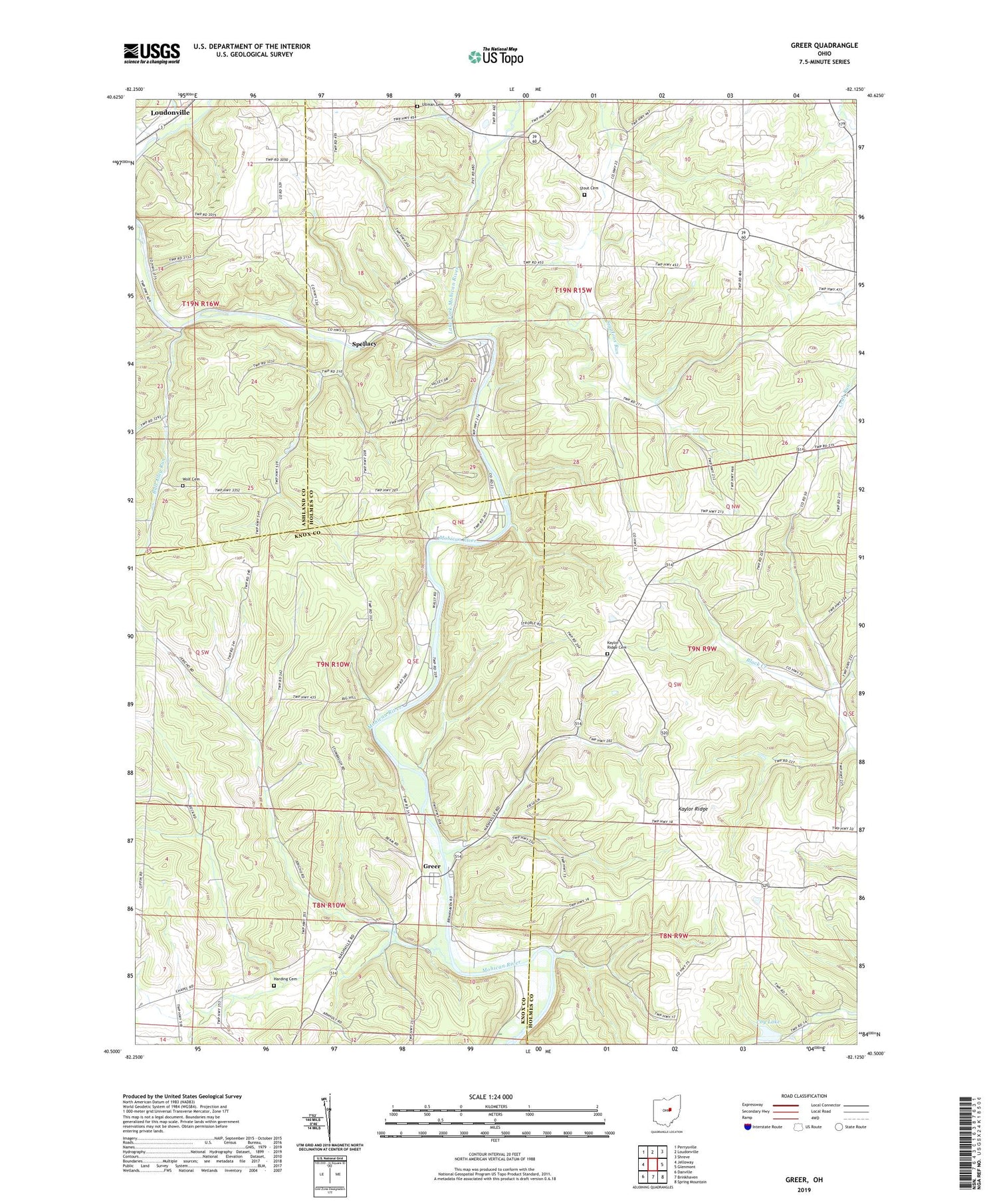 Greer Ohio US Topo Map Image