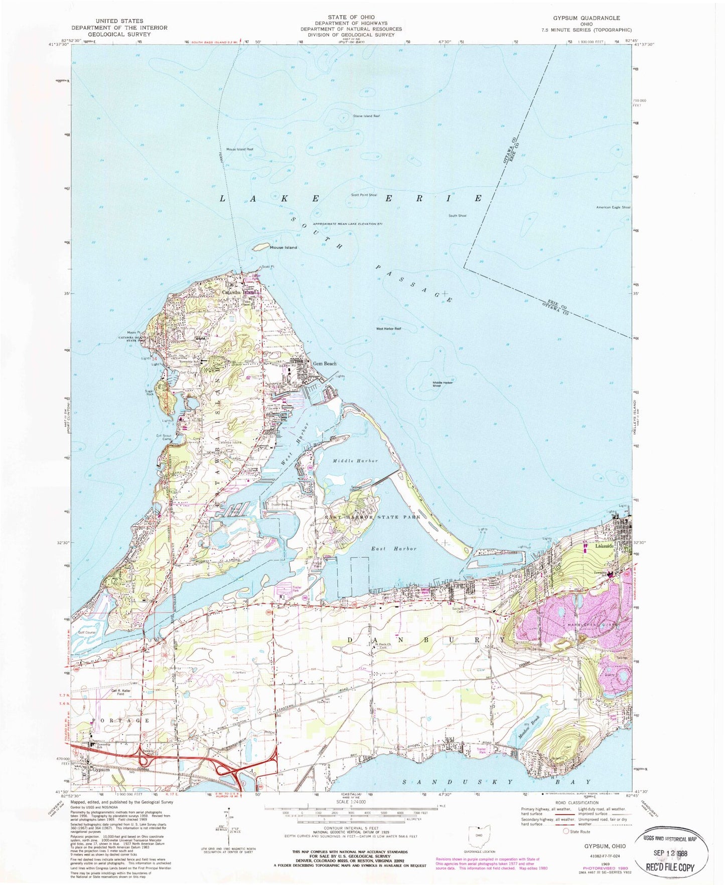 Classic USGS Gypsum Ohio 7.5'x7.5' Topo Map Image