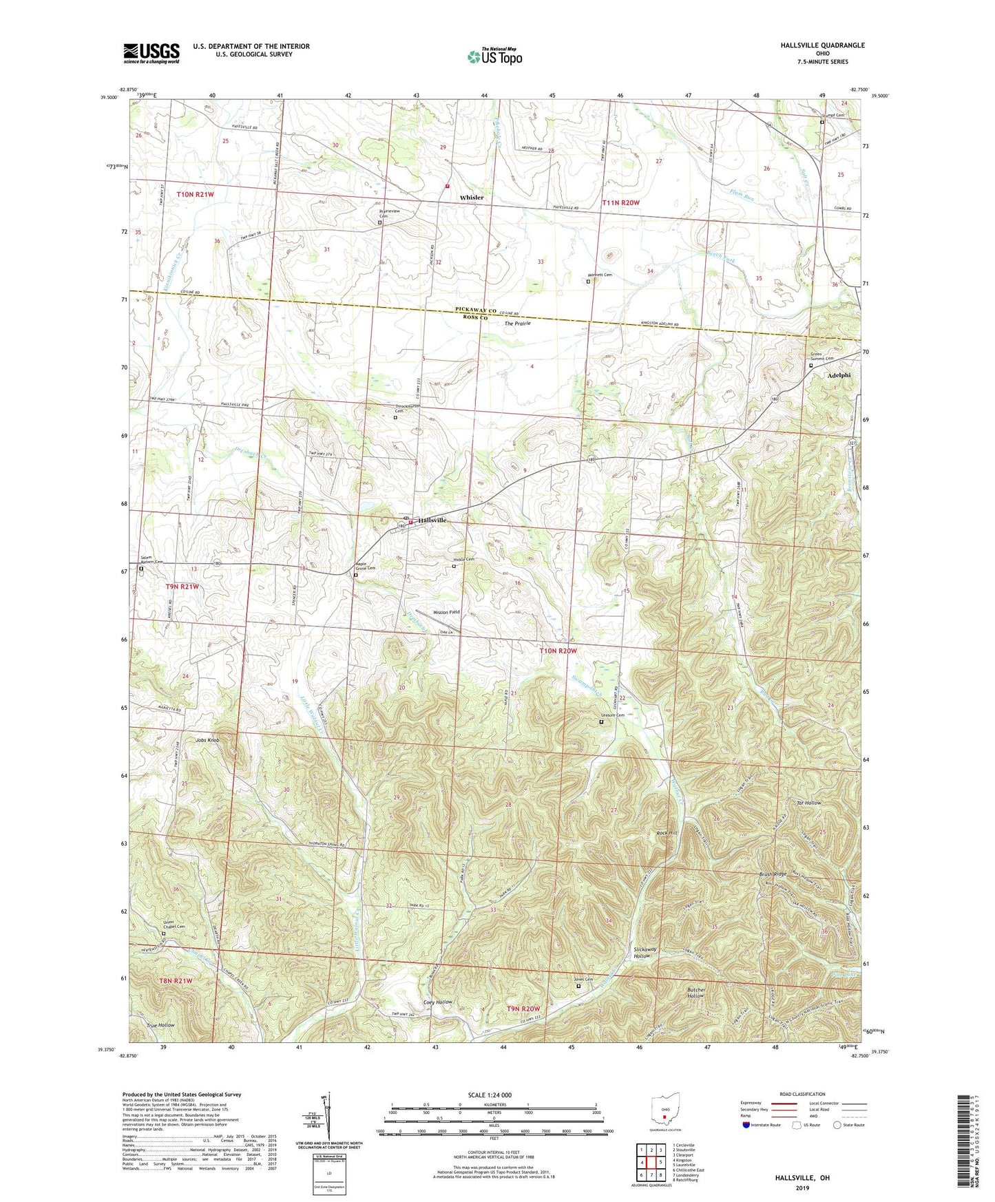 Hallsville Ohio US Topo Map Image