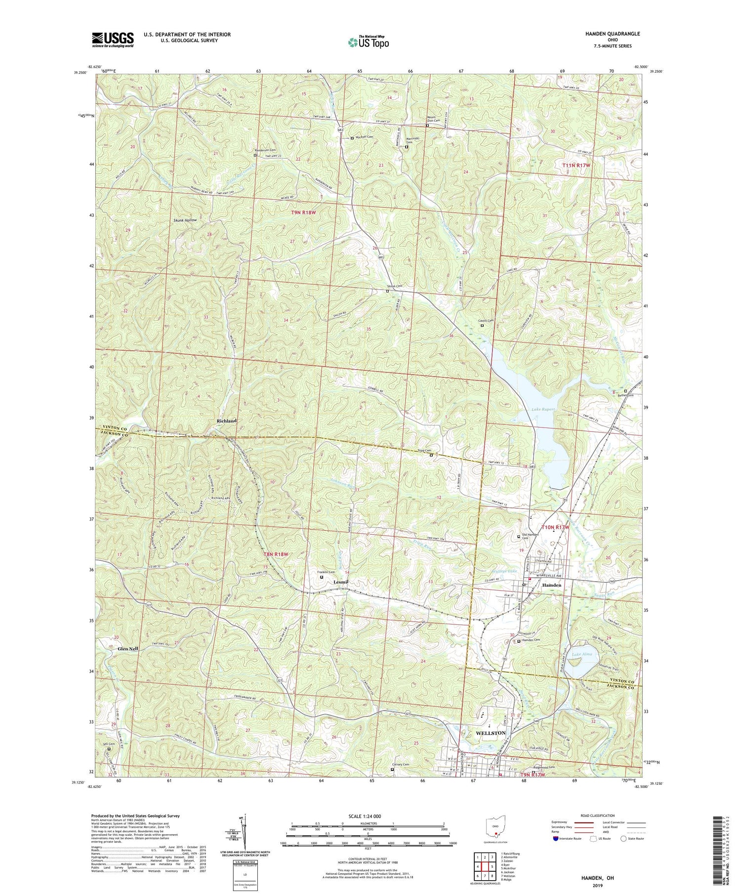 Hamden Ohio US Topo Map Image