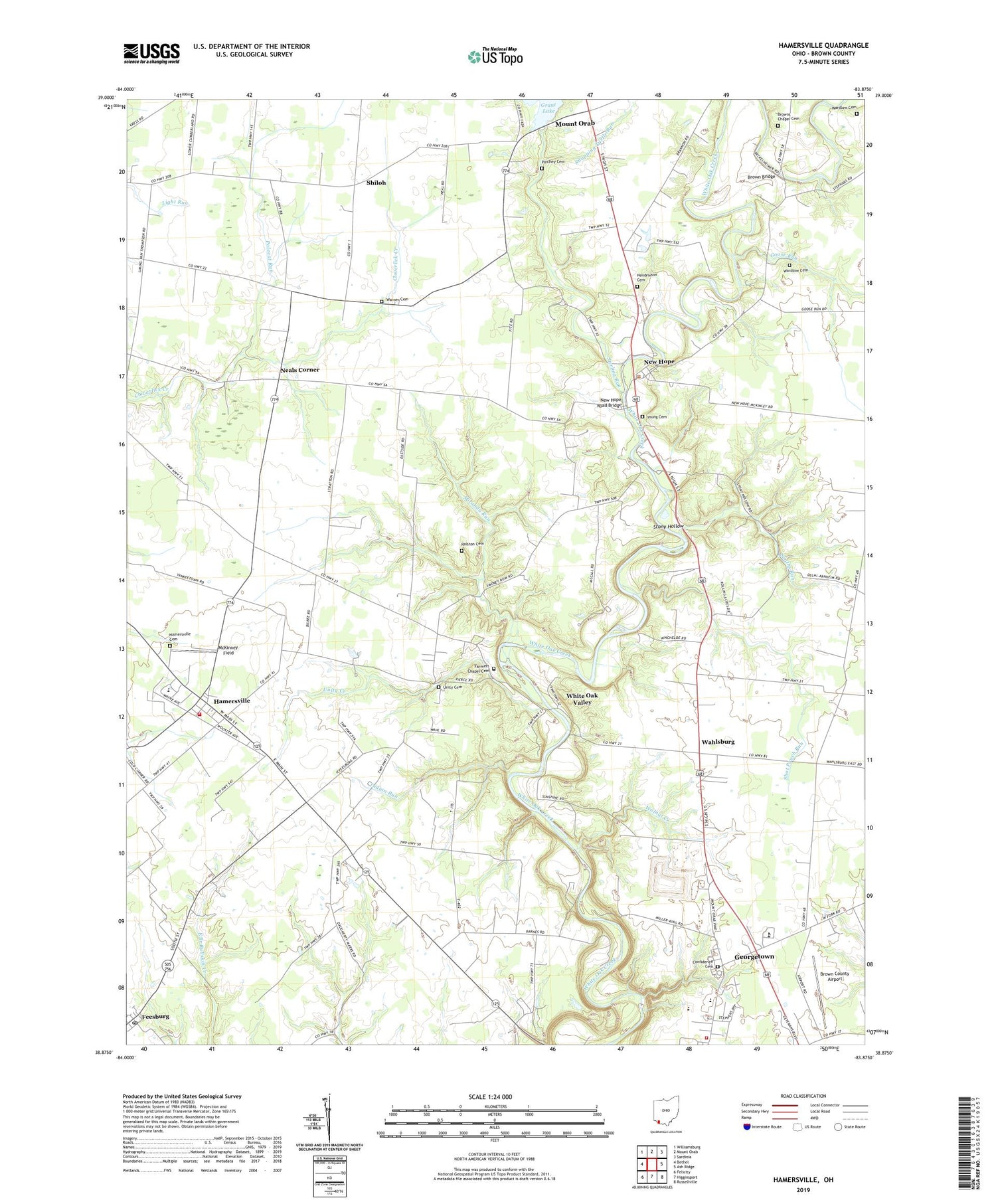 Hamersville Ohio US Topo Map Image