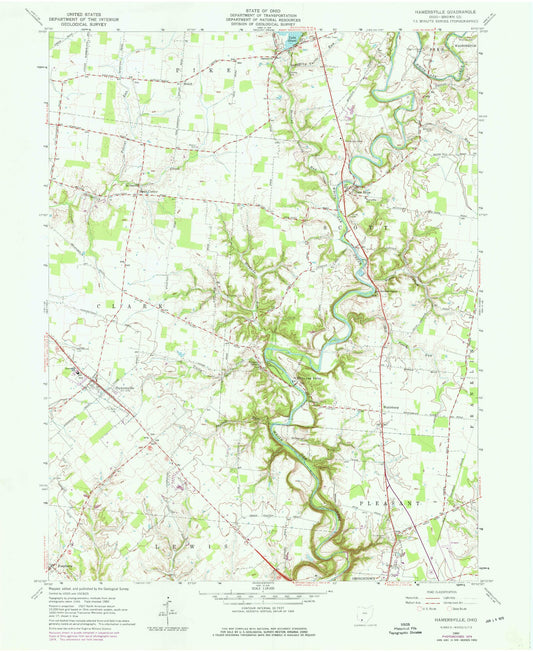 Classic USGS Hamersville Ohio 7.5'x7.5' Topo Map Image