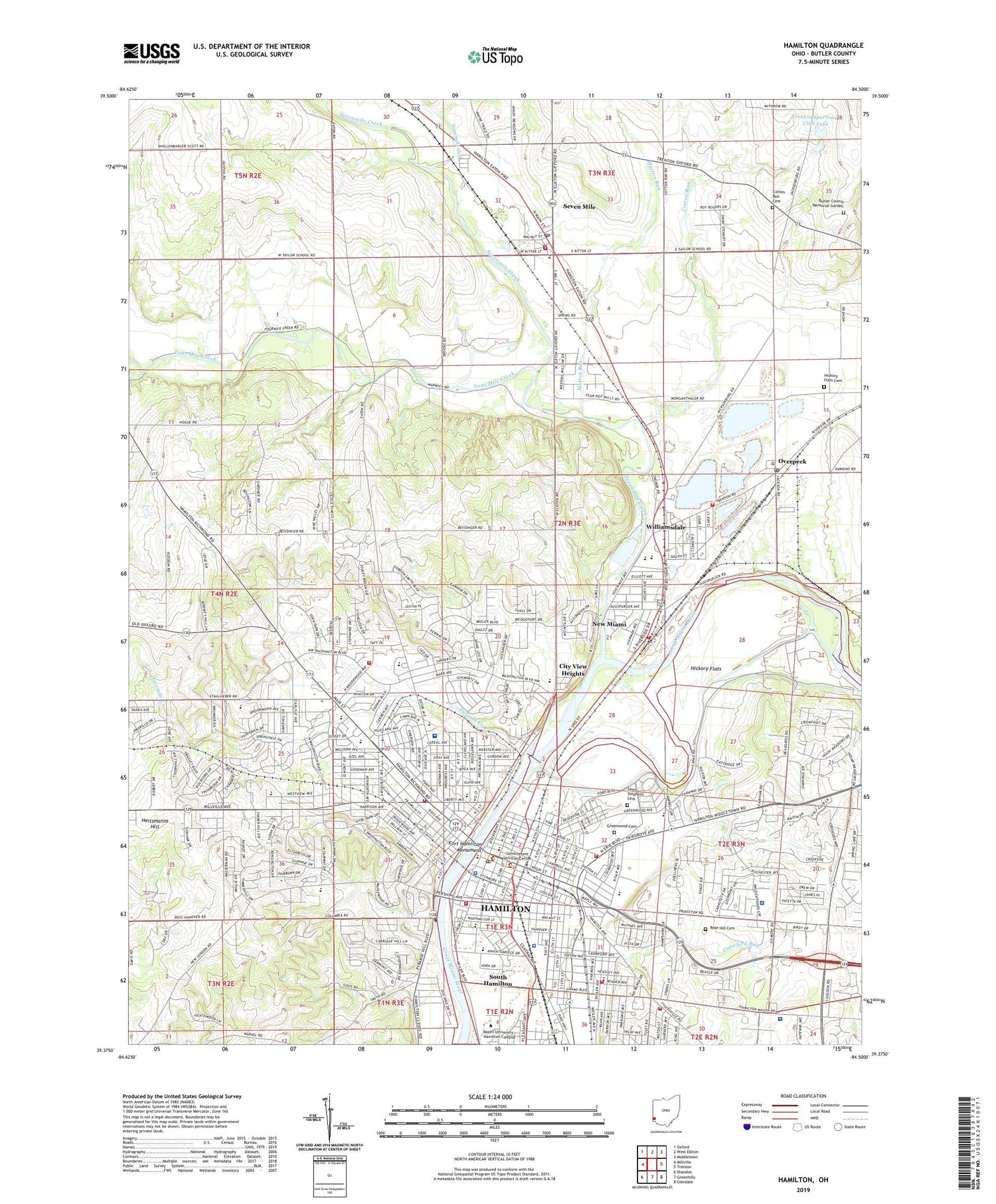Hamilton Ohio US Topo Map Image