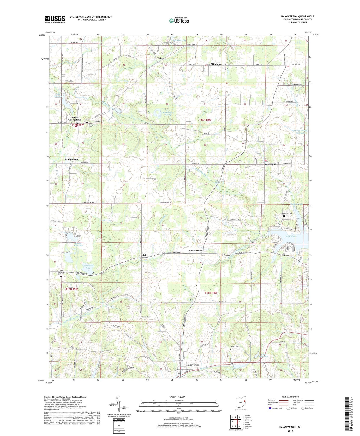Hanoverton Ohio US Topo Map Image