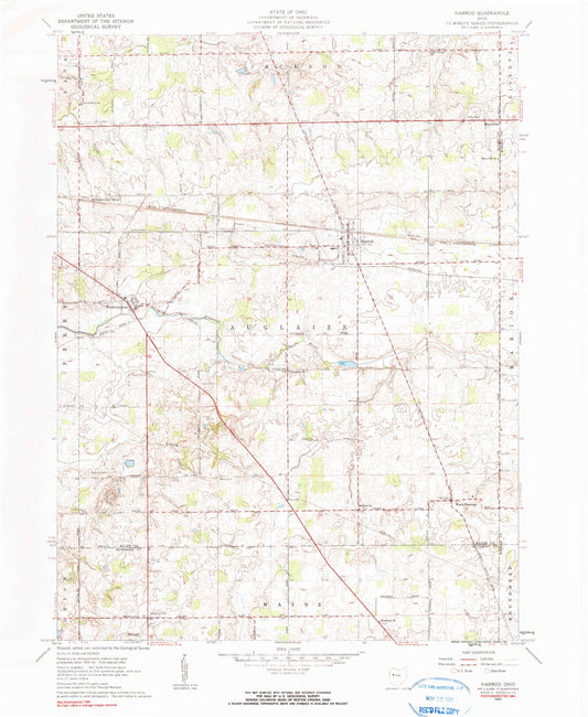 Classic USGS Harrod Ohio 7.5'x7.5' Topo Map Image