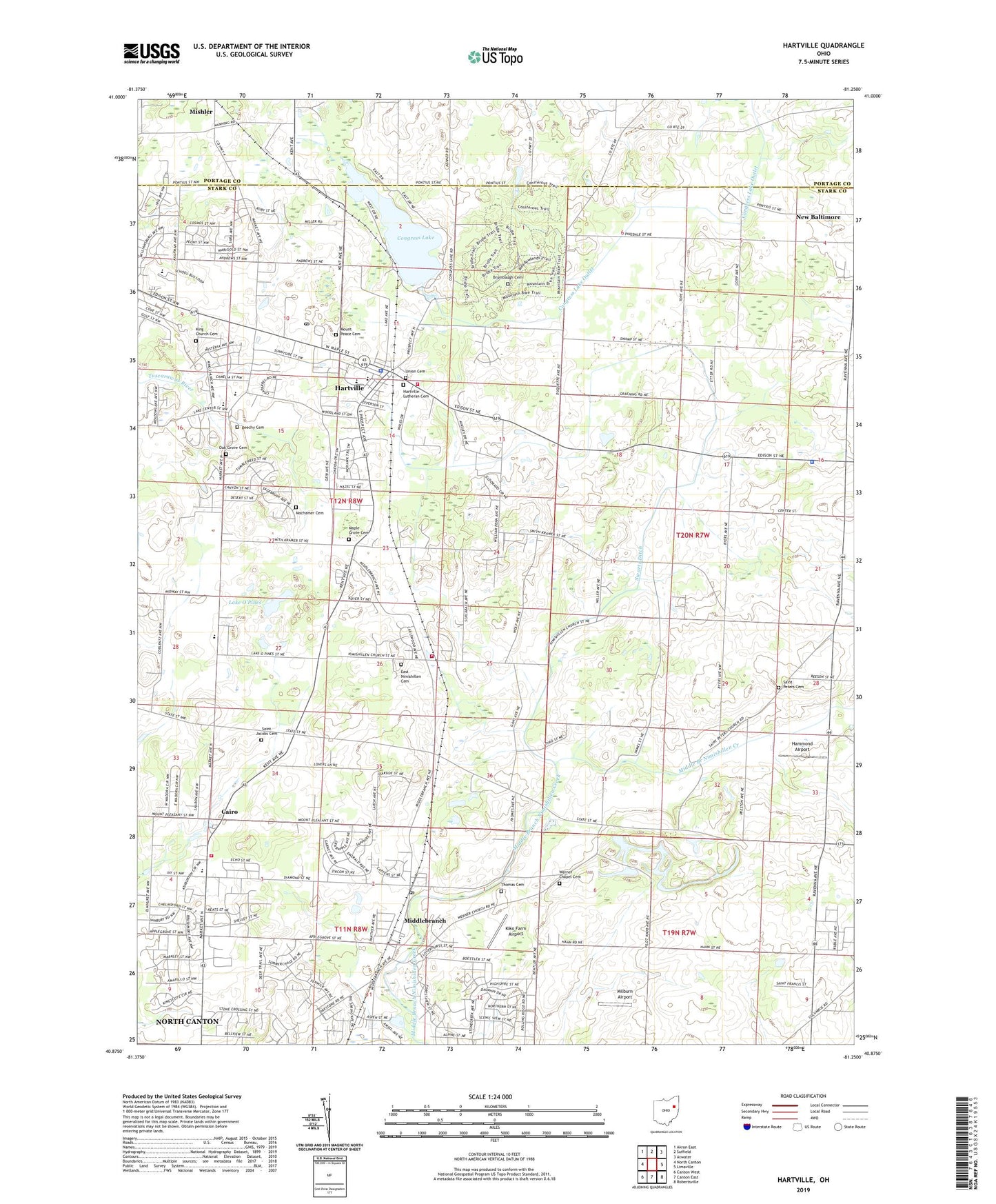 Hartville Ohio US Topo Map Image