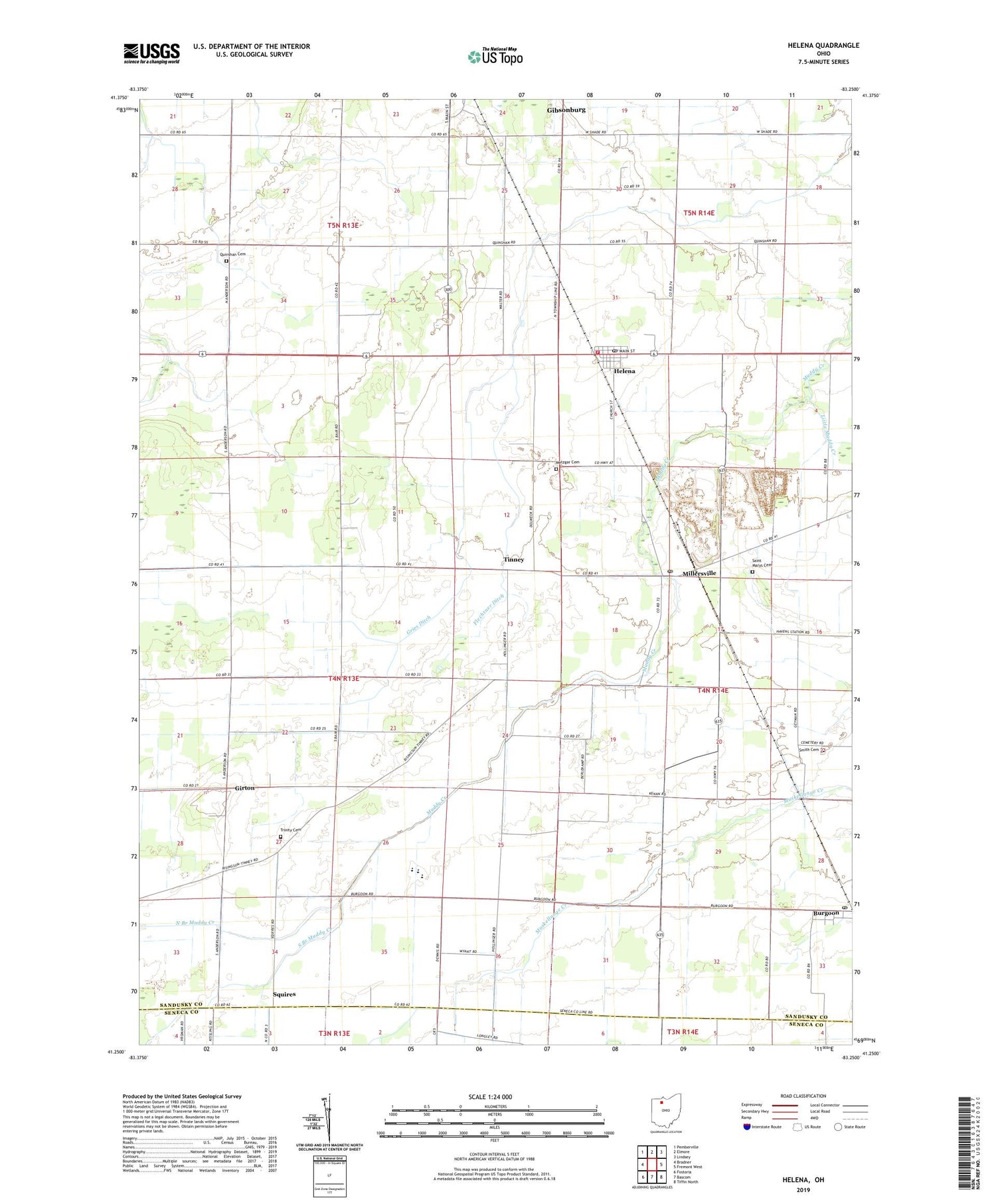 Helena Ohio US Topo Map Image