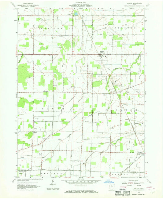 Classic USGS Helena Ohio 7.5'x7.5' Topo Map Image