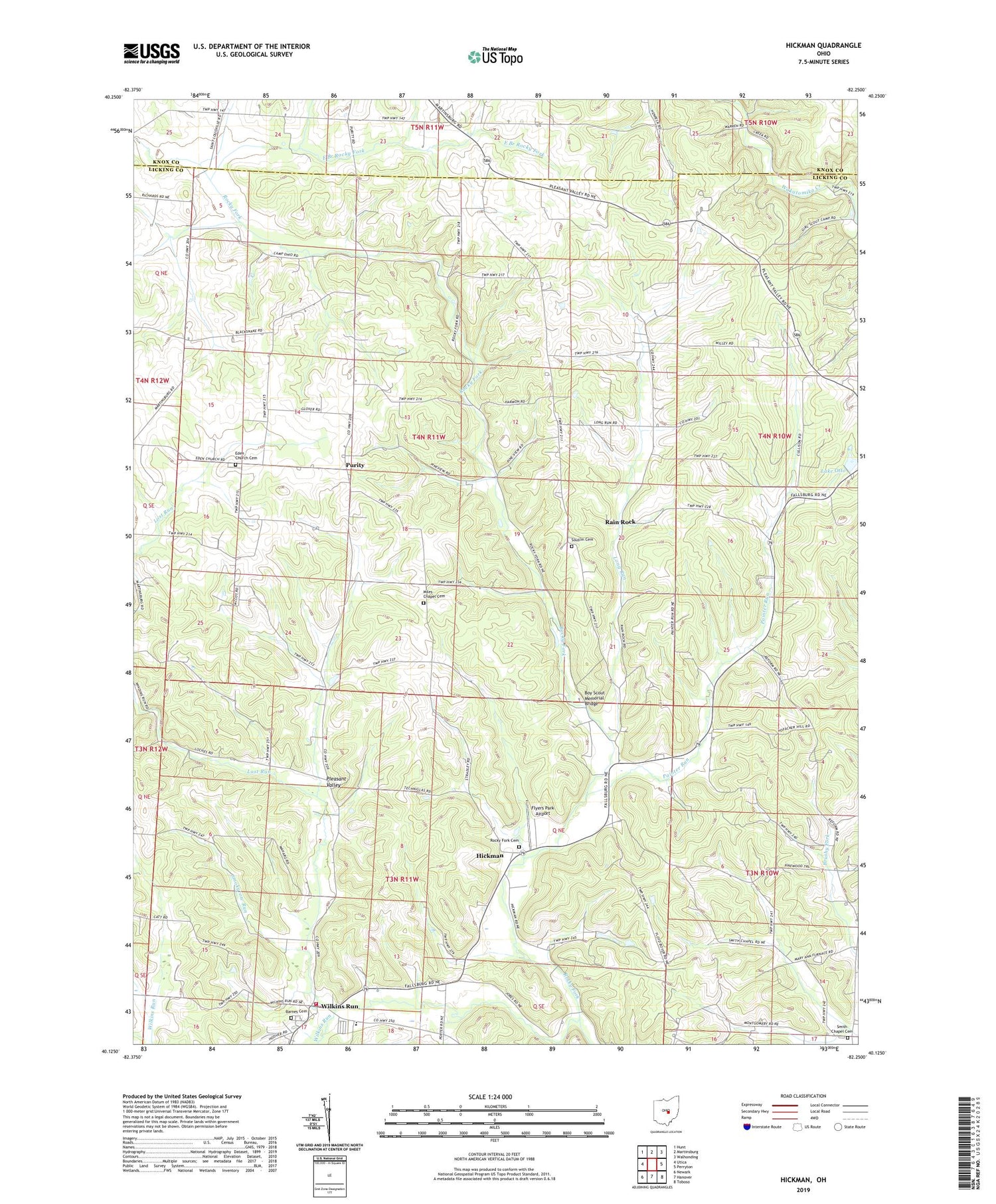 Hickman Ohio US Topo Map Image