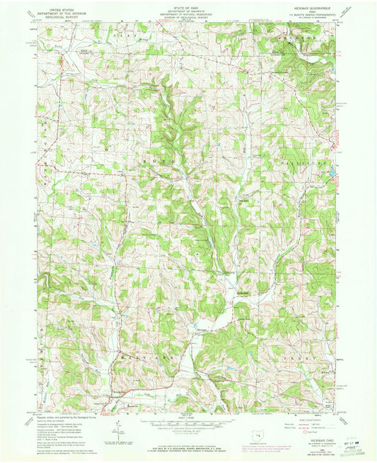 Classic USGS Hickman Ohio 7.5'x7.5' Topo Map Image