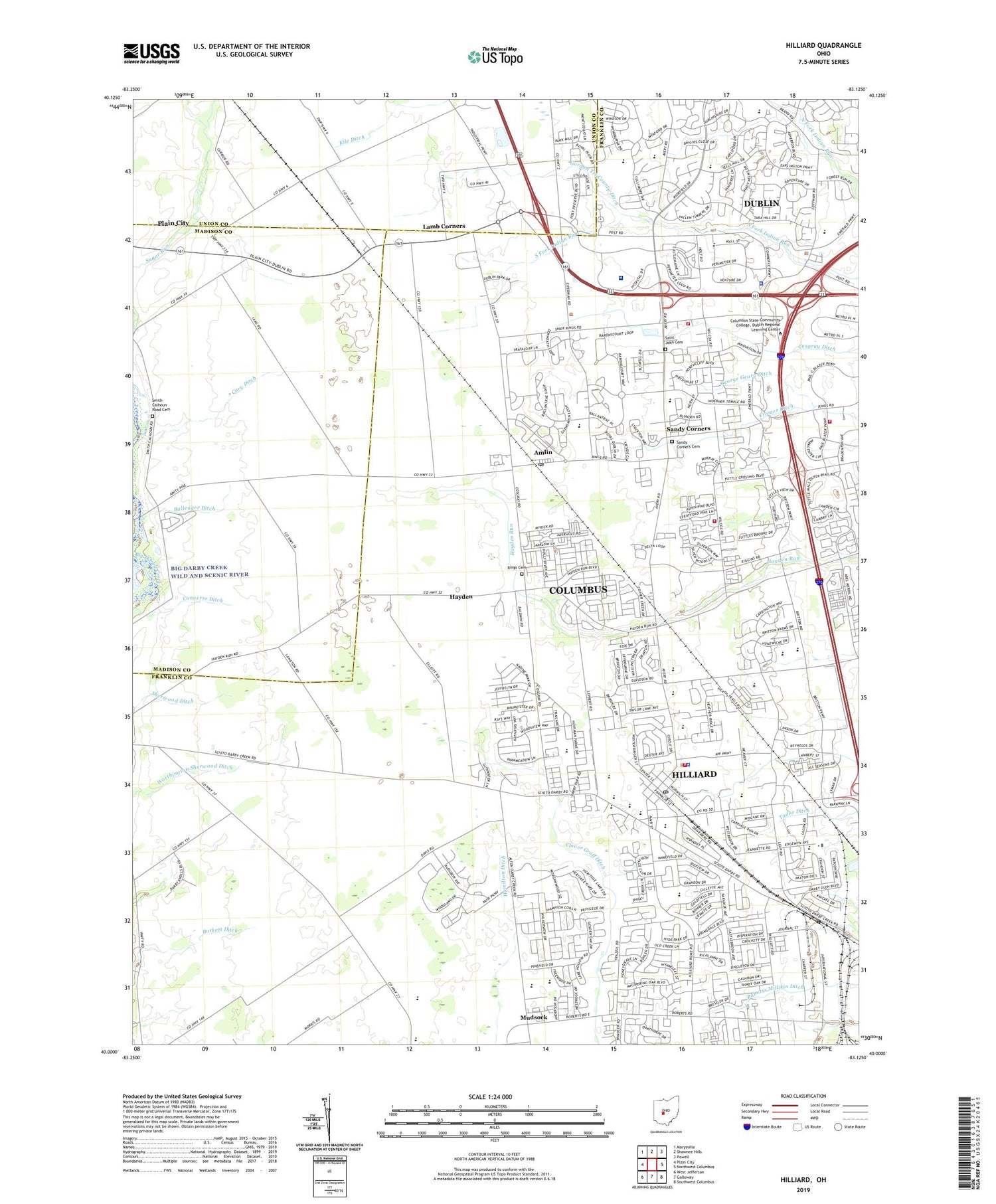 Hilliard Ohio US Topo Map Image