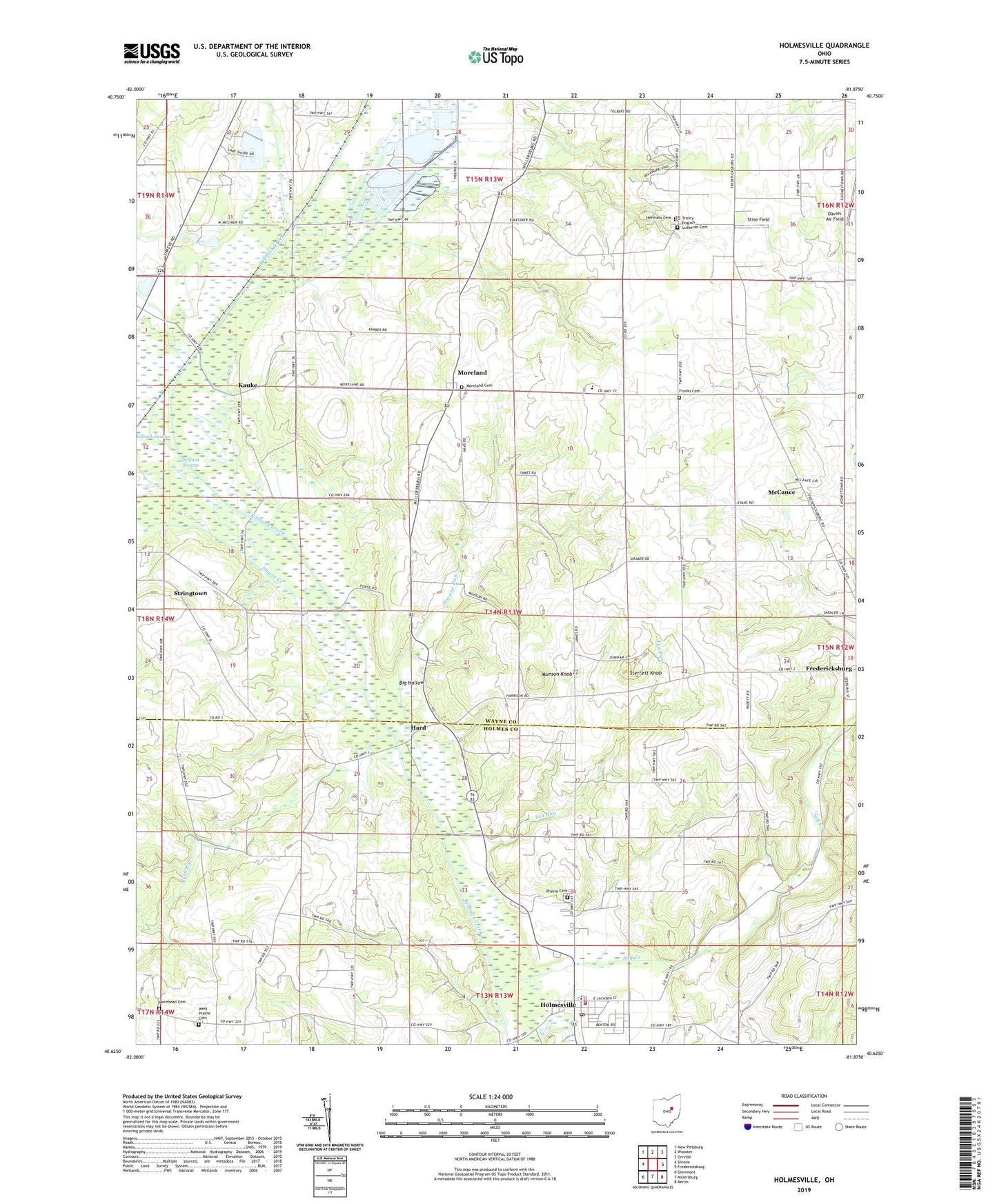 Holmesville Ohio US Topo Map Image