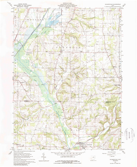 Classic USGS Holmesville Ohio 7.5'x7.5' Topo Map Image