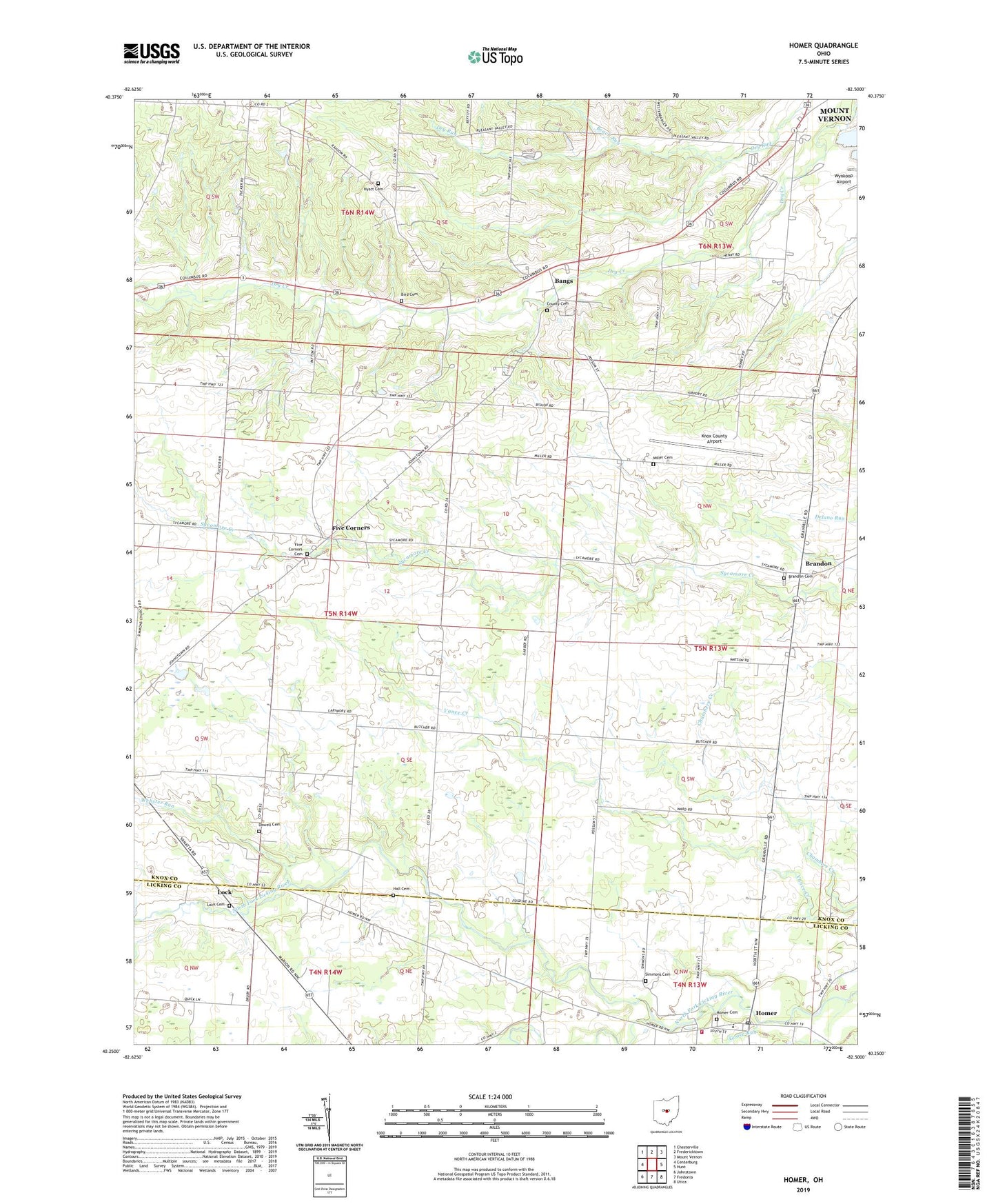 Homer Ohio US Topo Map Image