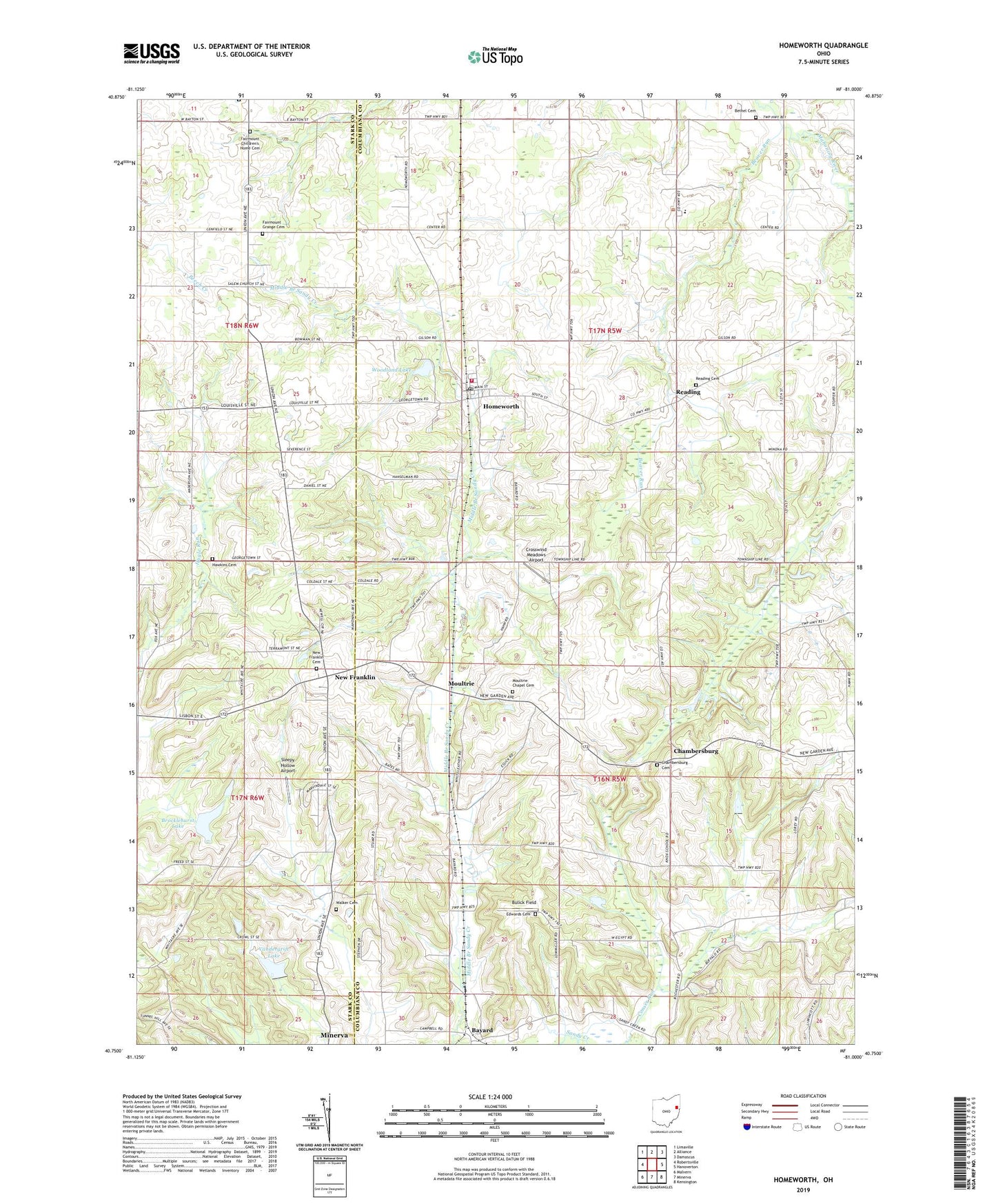 Homeworth Ohio US Topo Map Image