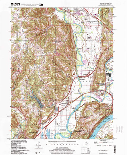 Classic USGS Hooven Ohio 7.5'x7.5' Topo Map Image